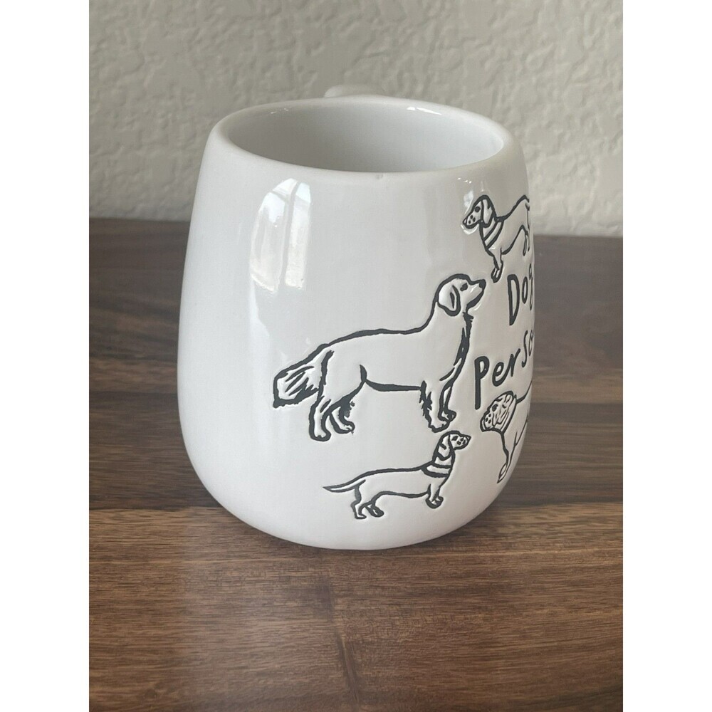 NEW! DOG PERSON DOODLE ART MUD PIE BRAND COFFEE MUG - INCLUDES A COLLAR CHARM - Picture 3 of 6